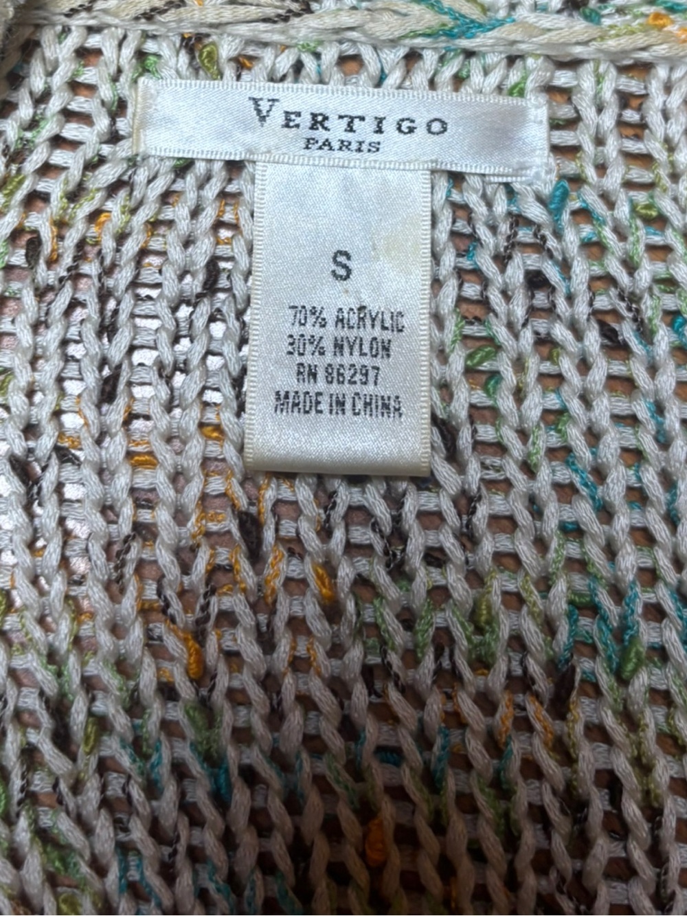 Vertigo Paris Y2K Chunky Space Dye Cardigan Small Ruffle Hem - Picture 6 of 8